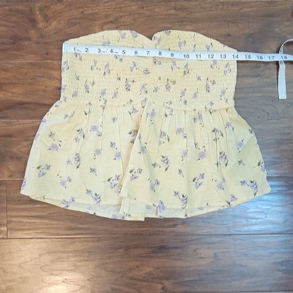 American Eagle Strapless Yellow Floral Cropped Boho NWT Never Worn Size Medium - Picture 8 of 8